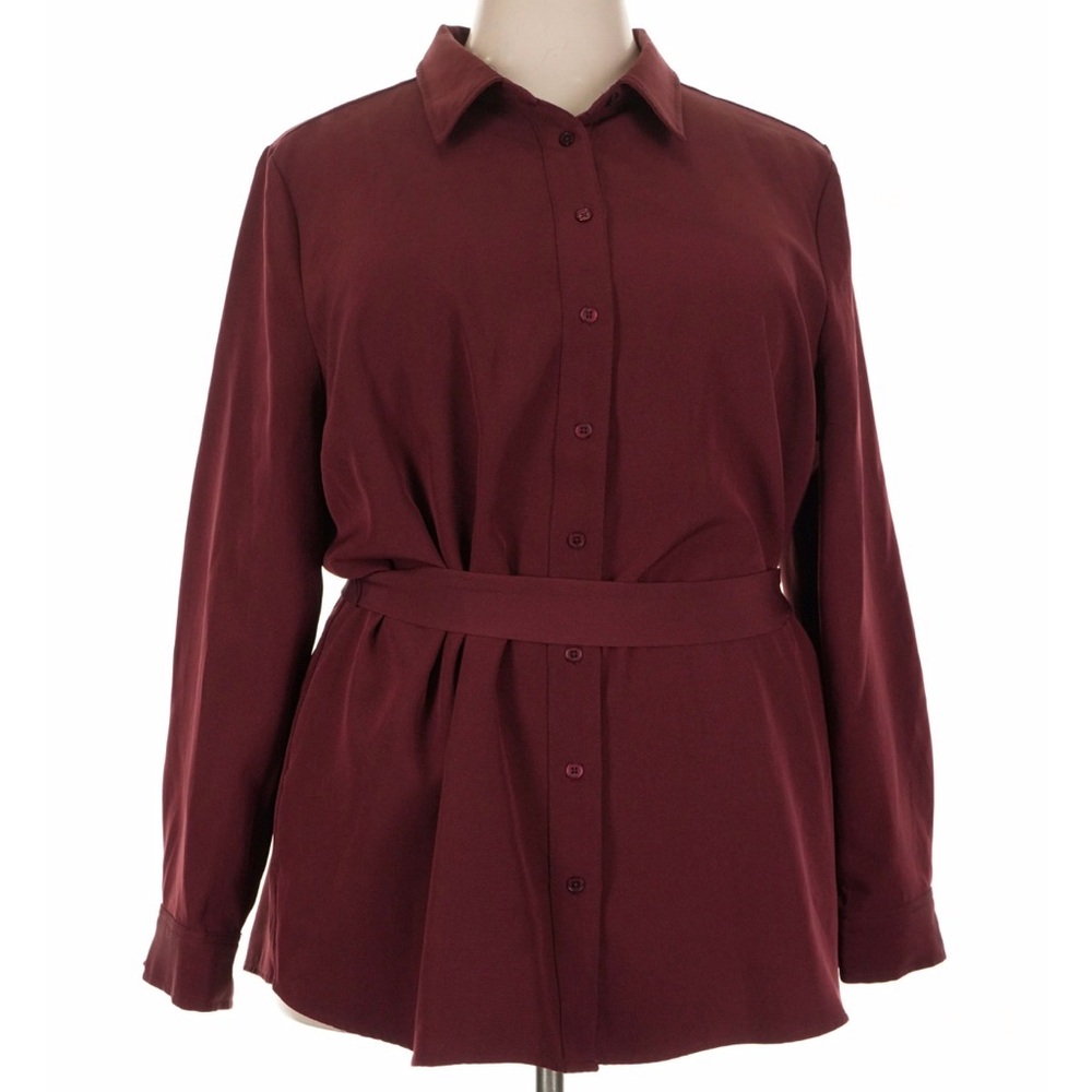 Lane Bryant Maroon Belted Tunic
